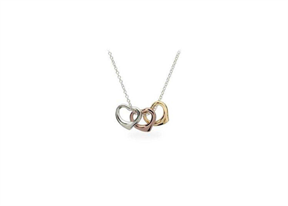 Three Tone Plated Heart Shaped Trilogy Pendant